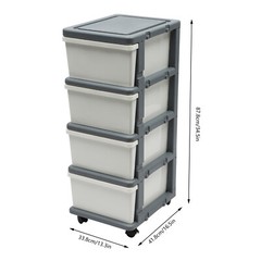 16.5*13.3*34.5in White/ Grey Rectangular PP 4-Drawer Organizer With Tray Top
