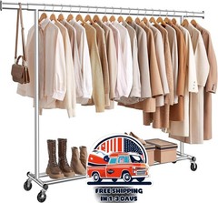 Perchero para colgar ropa con riel extensible, capacidad de carga de 330 lb, NEW