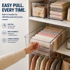 MOONEDGE 4 Pack Clear Plastic Storage Bins 11x8x6in Containers 4