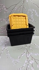 Lowe’s Teeny Tote Black & Yellow Mini Plastic Storage Totes New w/Tag 3 Pack