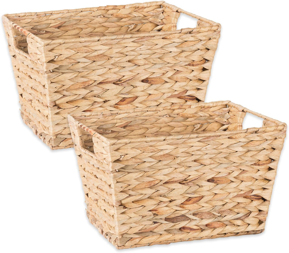Medium Natural Hyacinth Storage Baskets – 2 Piece Set for Organizing