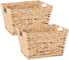 Medium Natural Hyacinth Storage Baskets – 2 Piece Set for Organizing