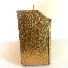 Vtg English Traditional Hammered Brass Magazine Holder Rack Record Stand GVC