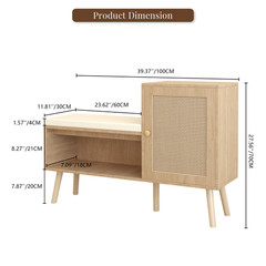 2-in-1 Shoe Storage Bench Shoe Cabinet w/Adjustable Shelves,Seat Cushion Hallway