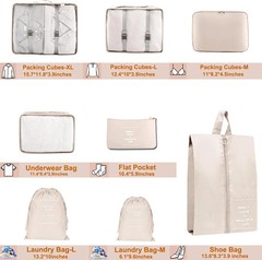 Packing Cubes for Travel- 8 Set Luggage Organizer Bags for Family, Mesh Breathab