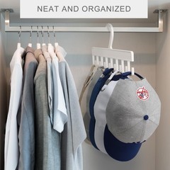 Hat Racks For Baseball Caps, 2Pcs Closet Organizer With 16 Hooks, White
