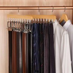 2-Pack 2-in-1 Belt Tie Hanger for Closet Max 60 Belts with 60 Ties Capacity