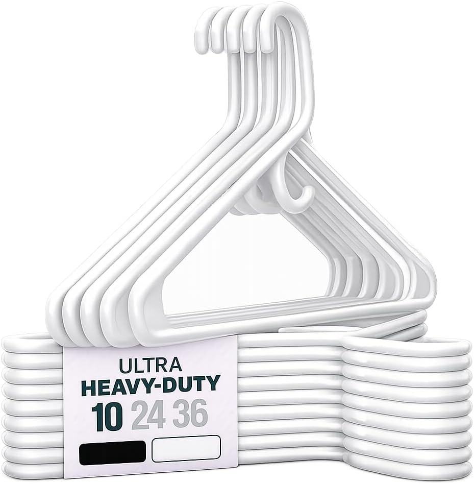 Ultra Heavy Duty Plastic Clothes Hangers – White Strong Durable Coat & Suit Hang