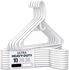 Ultra Heavy Duty Plastic Clothes Hangers – White Strong Durable Coat & Suit Hang