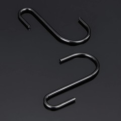 2.4 Inch Black Carbon Steel S Hooks – Ideal for Closet, Kitchen & Garden Use