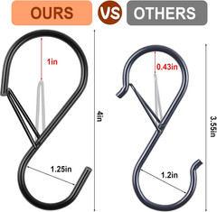 4 Inch 16 Pack Large S Hooks for Hanging with Safety Buckle,Heavy Dutys Hooks fo