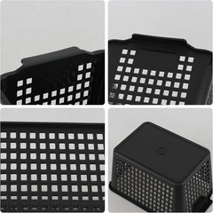 6 Pack Black Plastic Baskets for Desktop Organization and Storage Solutions