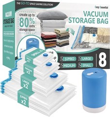 Vacuum Travel Bags PA+PE 8 Pack with Pump Space Saver for Clothes Luggage