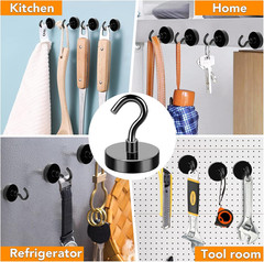 MIKEDE Black Magnetic Hooks, 85Lbs Heavy Duty Earth Magnets with Hooks for Cruis