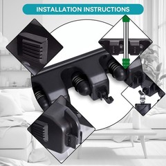 2 Packs Broom Holder Wall Mount Heavy Duty Mop Organizer Tool Storage Rack Black