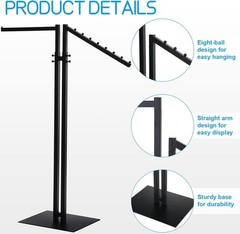 NEW 2 Way Clothing Rack Heavy Duty Garment Display Rack Adjustable 48″ to 72″ Bl