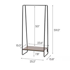 Black Metal Garment Clothes Rack 25 In. W X 59 In. H
