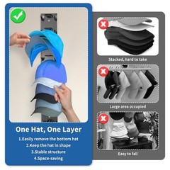 Hat Organizer for Baseball Caps,Hat Rack for Wall to Organize 2pcs Black