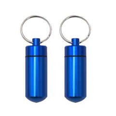 2pcs Pills Box Small Aluminum Alloys Travel Storage Box Key Chain Travel Outdoor