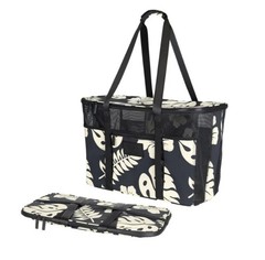 Aloha Collection CleverMade Collapsible Beach Tote Bag Fold Flat Mesh Black