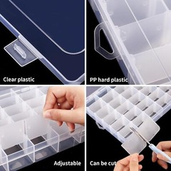 36 Grids Clear Plastic Organizer Box Storage Jewelry Box w/ Adjustable Dividers