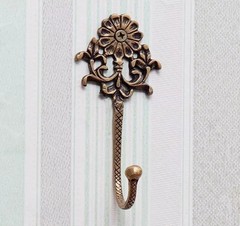 ANTIQUE BRASS HOOK WALL MOUNT COAT JACKET HOOK