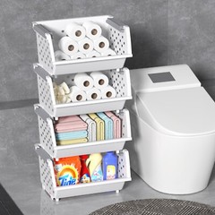 Cand Stackable Plastic Bins – 4 Packs White Large Plastic Stackable Storage Bins