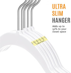 50 Plastic Hangers 17.7 Inch Non-Slip, Space Saving Closet Organizers, Heavy Dut