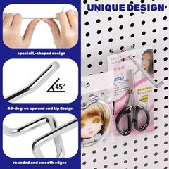 40 PCS 6 Inch/150mm Stainless Steel Pegboard Display Hooks Fits 1/8 & 1/4 In