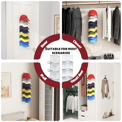 Hat Organizer Hold up to 20 Hats, 2 Pack Hat Rack for Wall with Strong Adhesi…