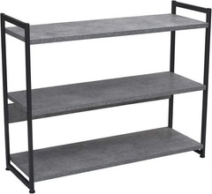 Bookshelf – 3-Tier, Slate Concrete/Iron, 40.5″x13.75″x32.5″, Industrial Style