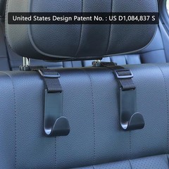 Car Headrest Hooks 4 Pack Adjustable Plastic Organizer Hooks Universal Fit Black