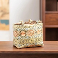 16cm Vintage Chinese Yun Brocade Tea Set Storage Bag Thickened Shockproof Pouch