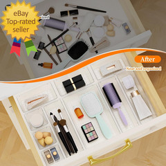 32 PCS Clear Plastic Drawer Organizer Set 4-Size Vanity Trays and Storage Bins