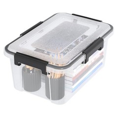 Idotry 10 Qt Plastic Stackable Storage Box with Latching Lid, 6X Clear Container