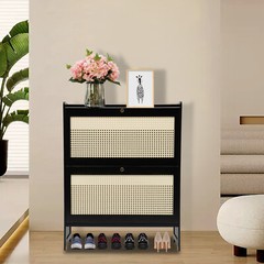 Natural Rattan Shoe Cabinet, Free Standing Shoe Racks, Shoe Cabinet