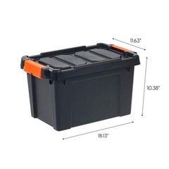 Stackable Storage Tote Bin Plastic Container Box Heavy-duty Black 20Qt 4 Pack