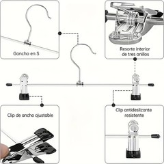 Pants Hangers with Clips Heavy Duty 10 Pack Adjustable Metal Pants Hanger Skirt