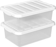 2-Pack 14 Qt Clear Storage Bins with Lids – Stackable Heavy-Duty Organizers