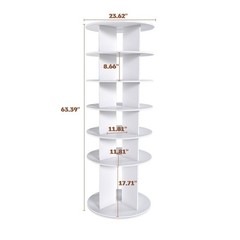 6 Tier Rotating Shoe Rack Tower 360° Revolving Shoe Display Carousel White US