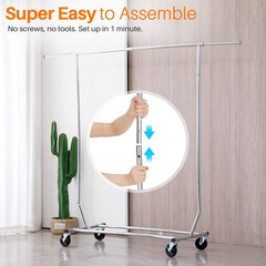 Clothes Rack with Lockable Wheels Height Adjustable Clothing Rack Clothing Ra…