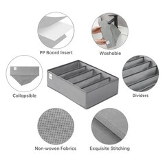 Coorganisers 4 Packs T-shirt Drawer Organizers for Clothing,5 Grids Compartment