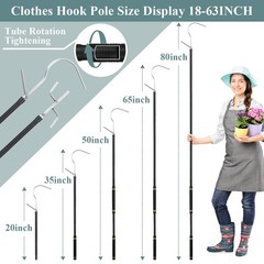 Clothes Hook Pole Heavy Duty,32 to 80In Retail Clothing Hook Pole Long Handle…