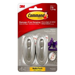 Medium Sized Traditional Decorative Hooks Nickel: Wall Hooks for Curtain Rods