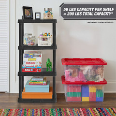 Hyper Tough Plastic Storage Shelf Garage Organizer Rack Unit Heavy Duty Home