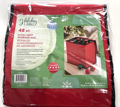 Holiday Living Ornament Storage Bag Holds 48 up to 3” Ornaments, Red Bag New