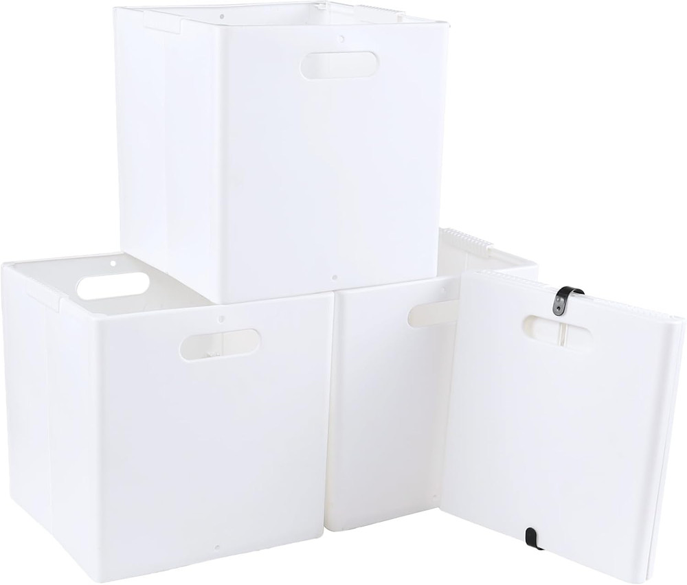 Collapsible 4-Pack White Storage Cube Bins for Organizing Toys and More