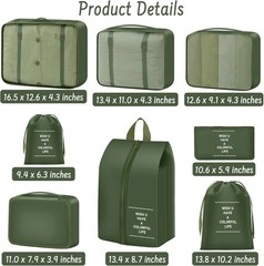 Packing Cubes for Travel- 8 Set Luggage Organizer Bags for Family, Mesh Breathab