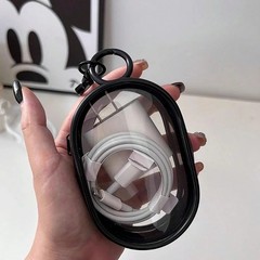 Mini Clear Zipper Storage Bag Keychain PVC Organizer Case for Earphones Chargers