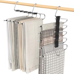2 Pack Pants Hangers Space Saving, Anti-Slip Multi-Functional Pants Rack,